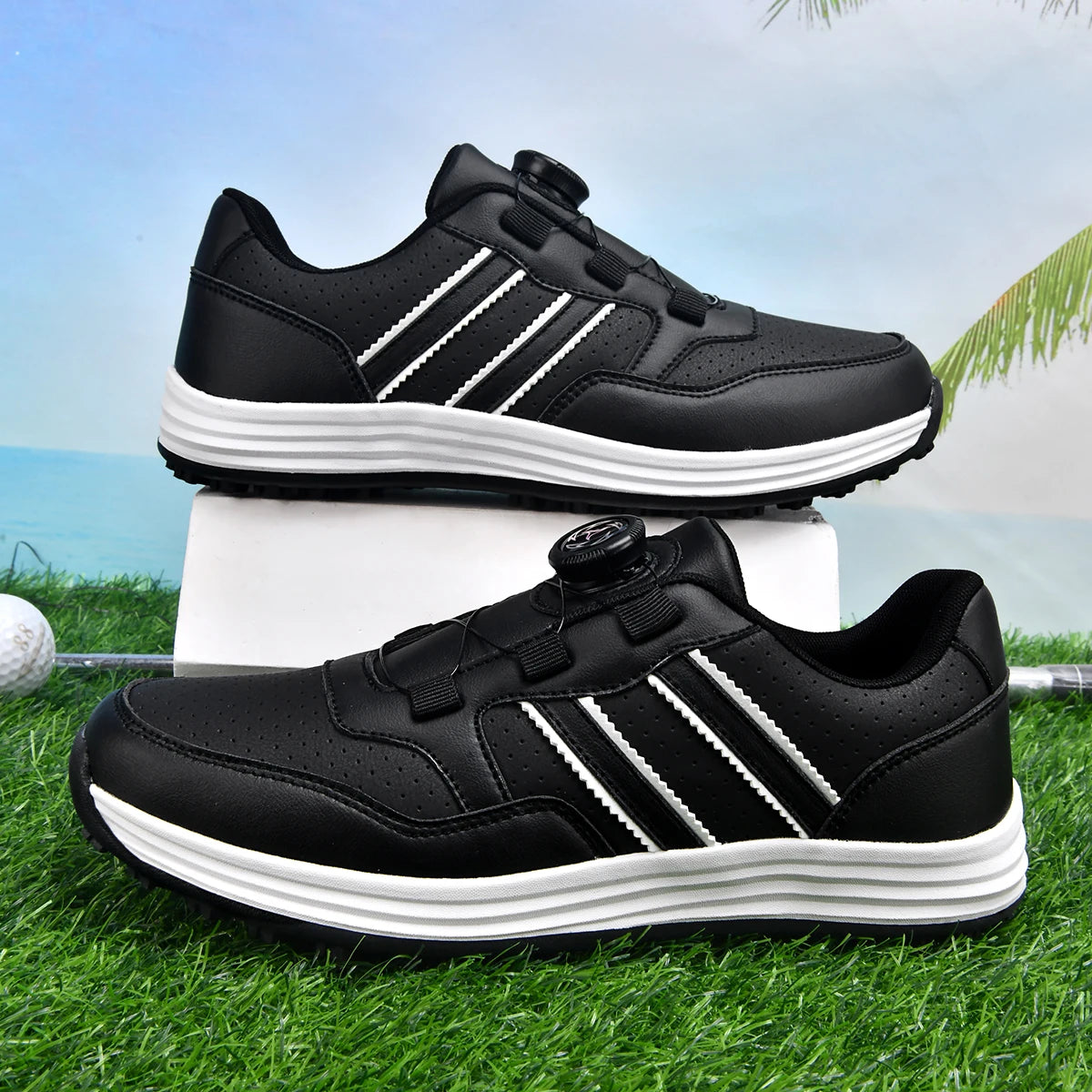 Unisex Twist Lock Golf Shoes Quick Fastening Spikeless Waterproof Breathable Lightweight Outdoor Walking Footwear