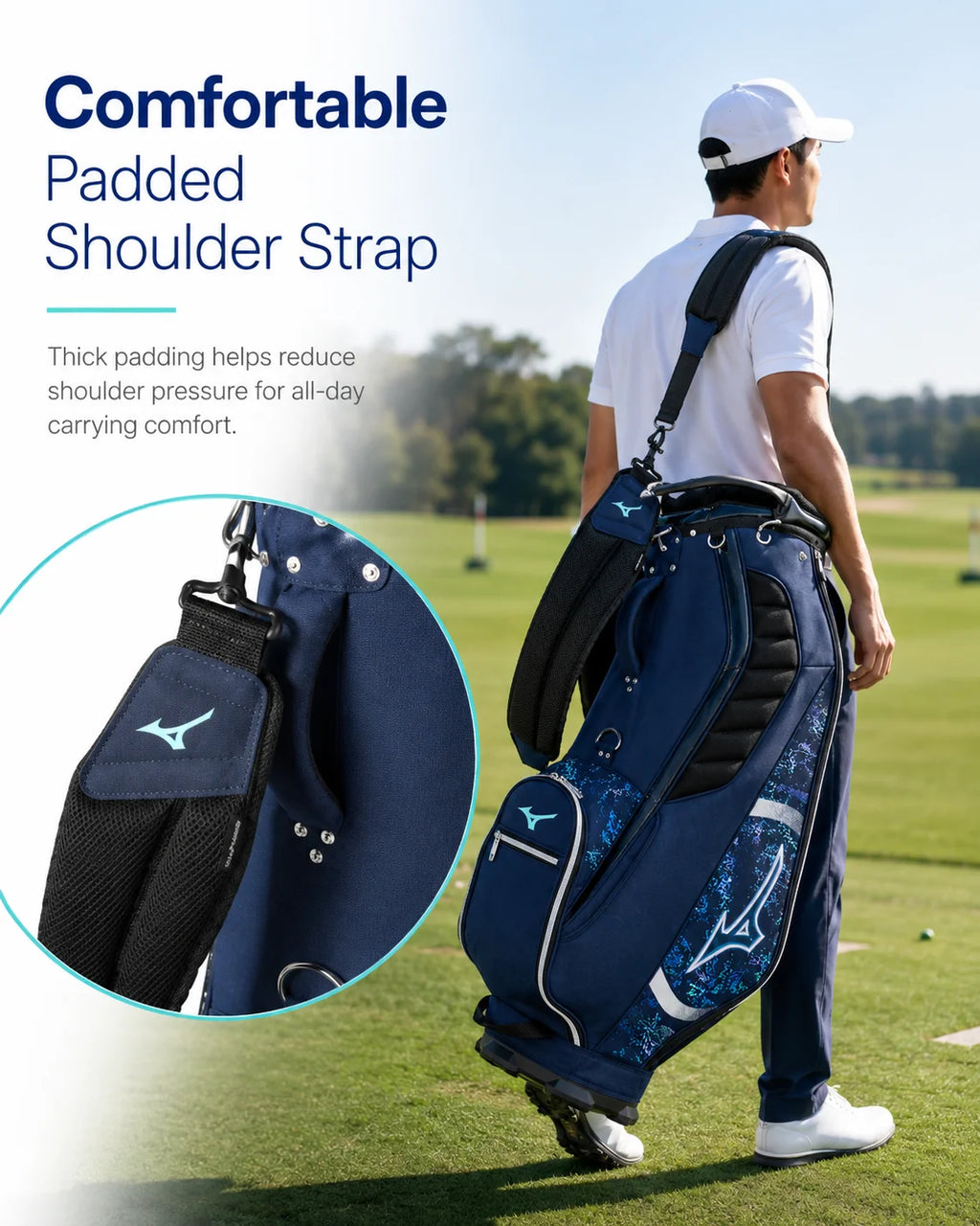 2026 New Mizuno Men's Golf Bag NX3 Series Lightweight Golf Cart Bag Professional Standard Clubs Carrier 5LGC250122 Navy Blue