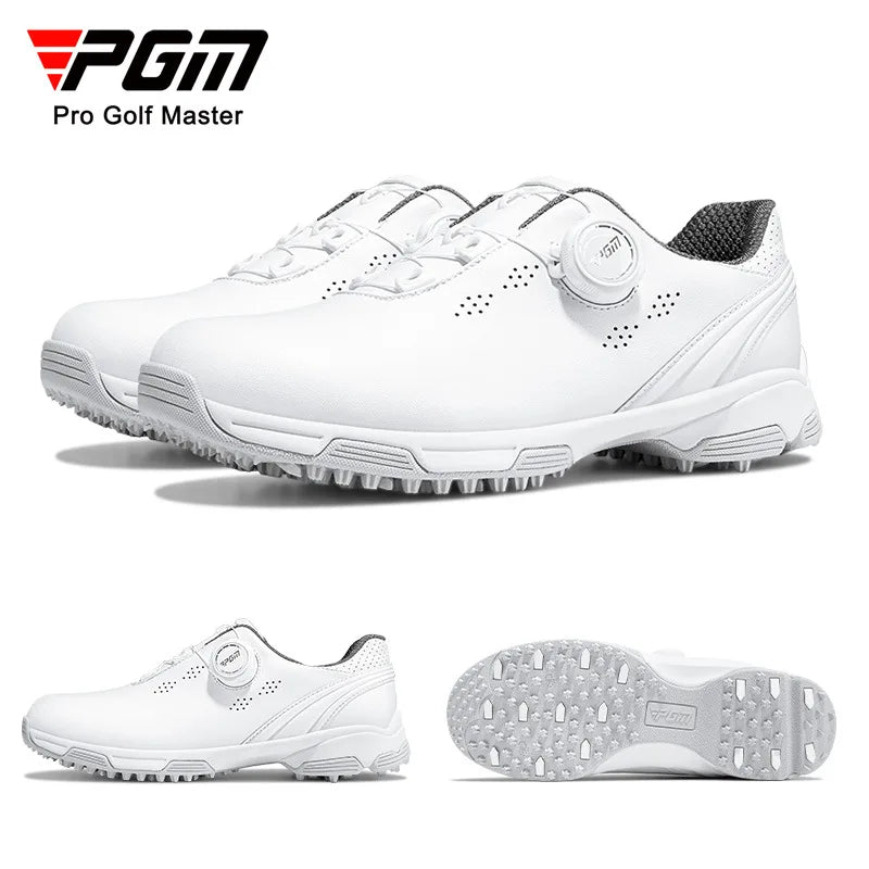 PGM Women Golf Shoes Waterproof Breathable Knob Lace Anti Slip Sports White Shoes XZ268