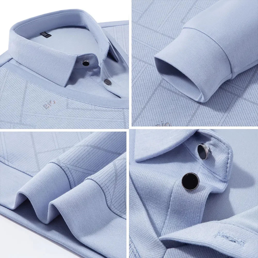 BROWON 2025 Spring Autumn Smart Casual Men New Polo Shirt Golf Wear Men Long Sleeve Lapel Slim Fit Work Polo Tops Tees Man