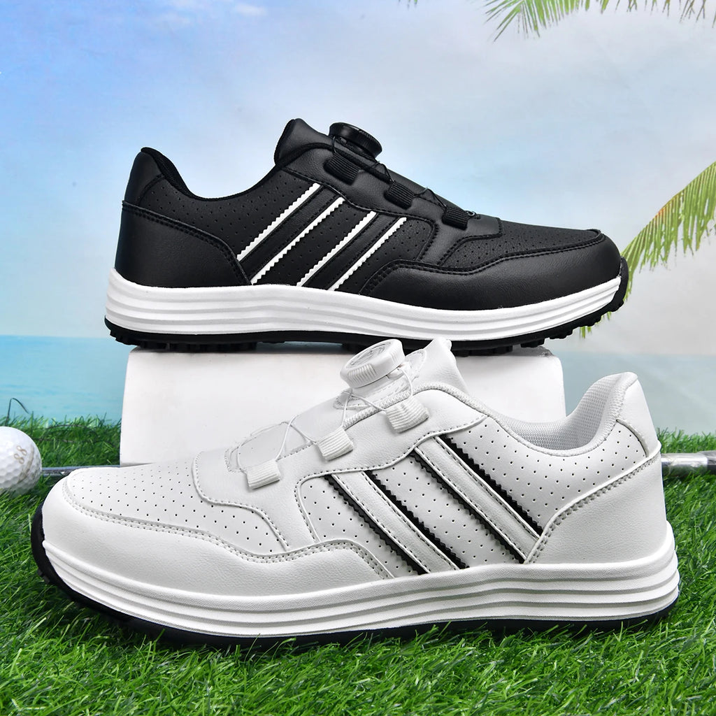 Unisex Twist Lock Golf Shoes Quick Fastening Spikeless Waterproof Breathable Lightweight Outdoor Walking Footwear