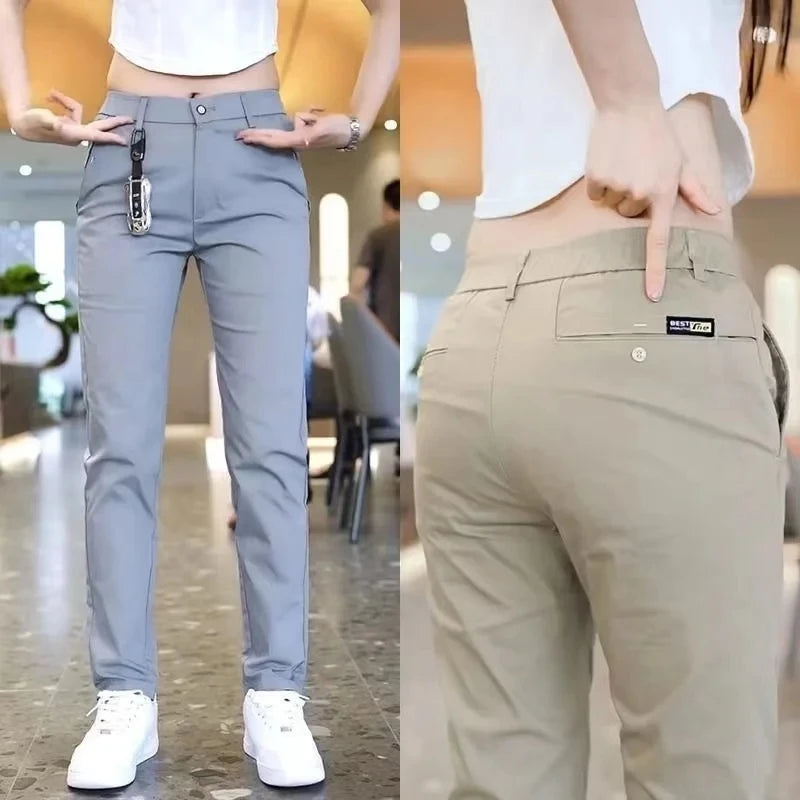 Mens Casual Pants Golf Fashion Summer Slim Fit Trousers High Quality Elastic Waist Straight Golf Sports Pants Men Clothing