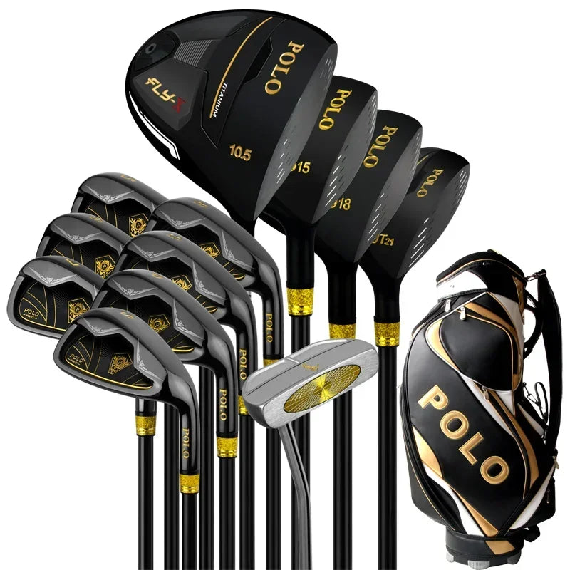 POLO 12 Pieces Clubs Men Golf Clubs Complete Full Sets with Standard Bags Titanium Alloy Rod Head