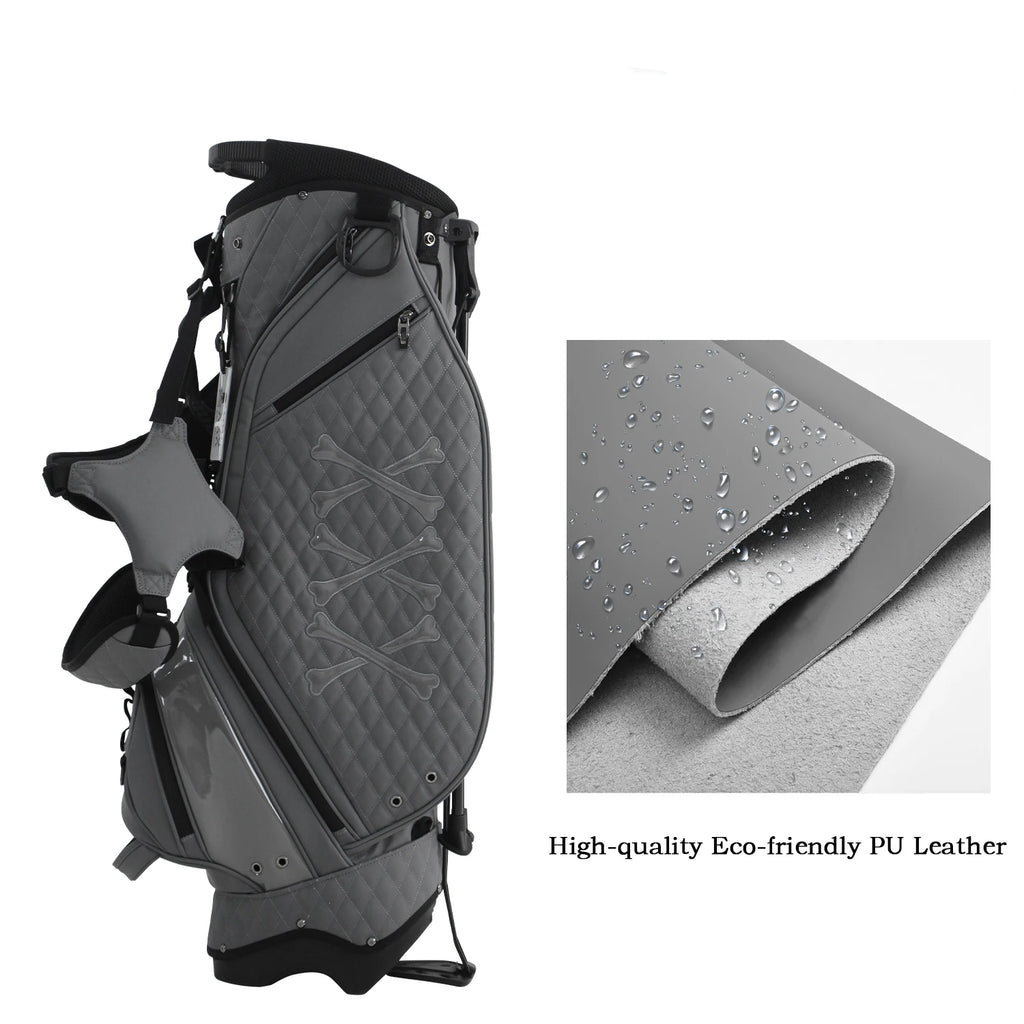 Stylish Golf Stand Bag, 7-Way Top Divider, Lightweight Double Shoulder Golf Club Bag, Premium Eco-Friendly PU Leather