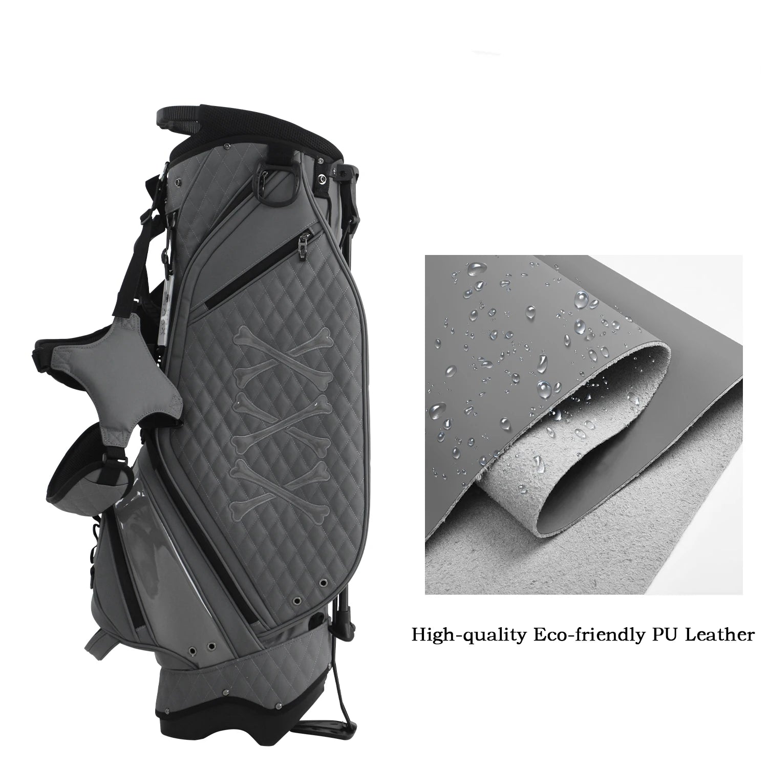 Stylish Golf Stand Bag, 7-Way Top Divider, Lightweight Double Shoulder Golf Club Bag, Premium Eco-Friendly PU Leather