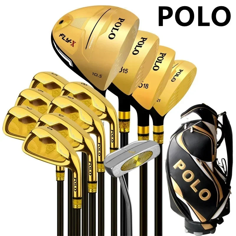 POLO 12 Pieces Clubs Men Golf Clubs Complete Full Sets with Standard Bags Titanium Alloy Rod Head