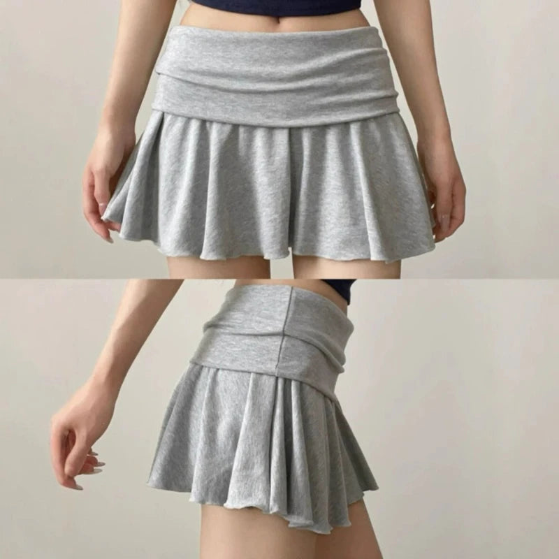 Waist-Flipping Ruched Skirts Prevent Exposure Golf Sports Women Short Dress High Elasticity Athletic Short High Waist Skirt